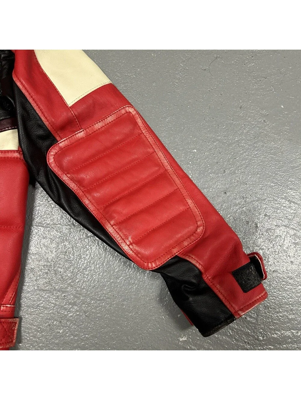 RARE Diesel Cherry Red White Black Leather Biker Jacket Size S